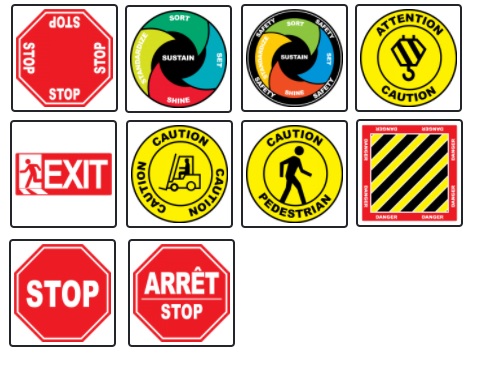 Installation et pose de marquage au sol industriel et pictogramme pour assurer la sécurité dans un entrepôt logistique 